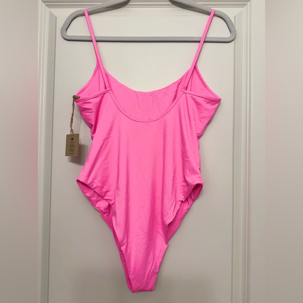 NWT Toast Swim Free People Solid High Cut Pink One Piece Swimsuit - XL - Picture 6 of 9